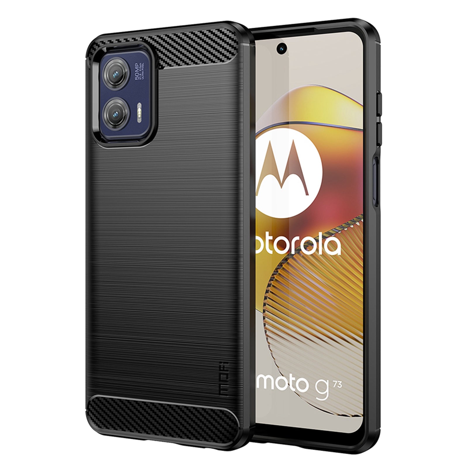 MOFI JK TPU Series-1 For Motorola Moto G73 5G Bump Proof Phone Cover Brushed Carbon Fiber Case TPU Shell MOFI JK TPU Series-1 For Motorola Moto G73 5G Bump Proof Phone Cover Brushed Carbon Fiber Case TPU Shell